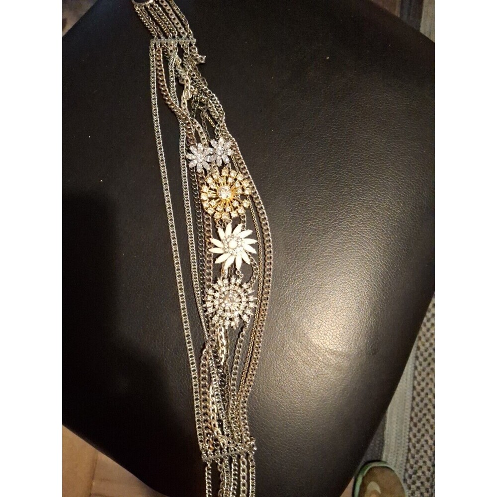 Stella And Dot Multi-Layerd Necklace Various Flower Pendants 19"